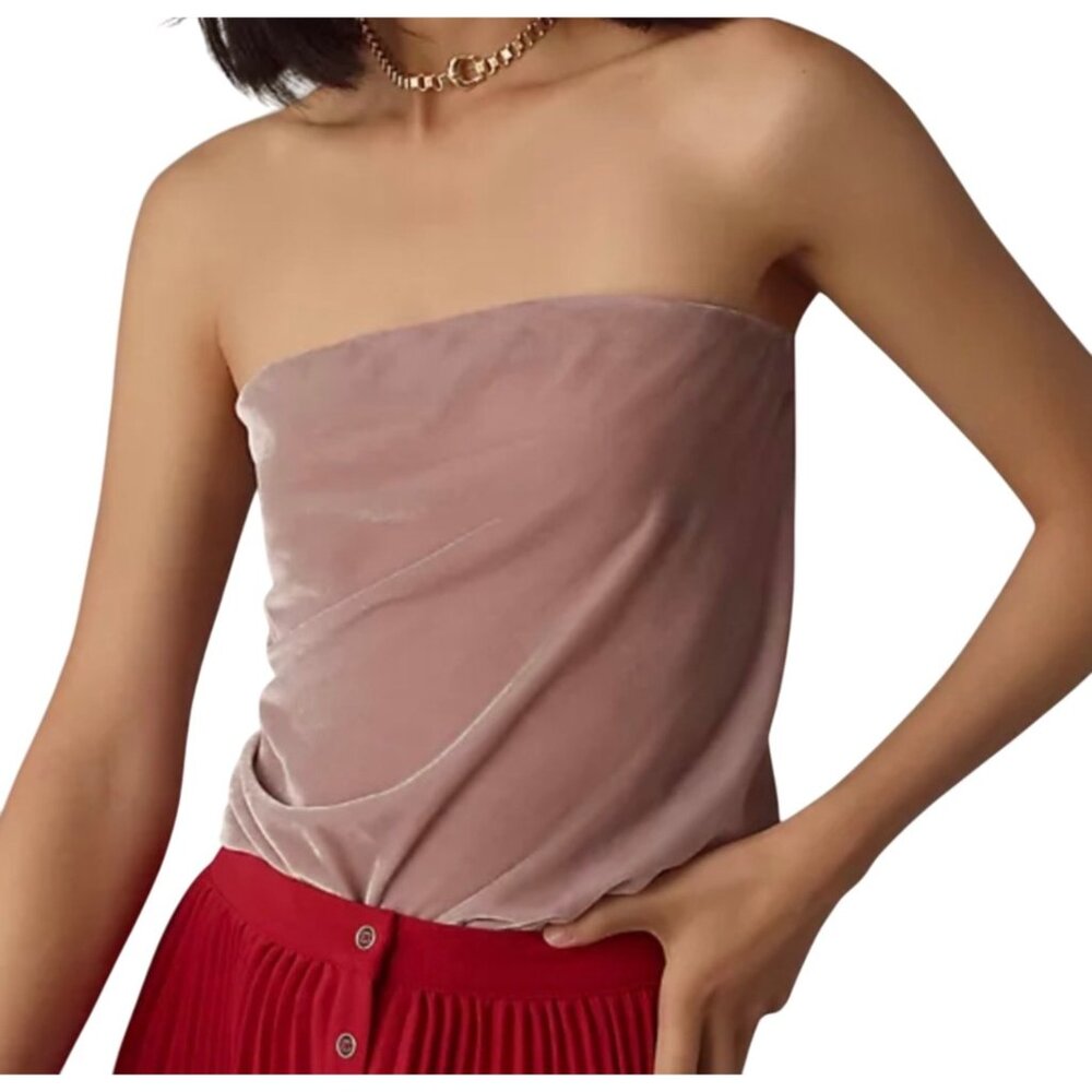 Anthropologie The Tilda Strapless Top Velvet Edition Lavender Size Small